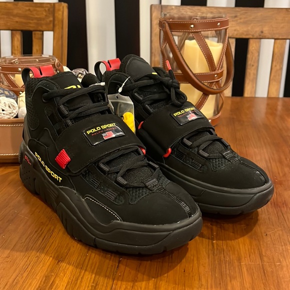 Polo Sport Ralph Lauren PS100 SK HTL Shoes Sneakers new nubuck black Mens 8.5